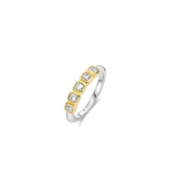 Bague Ti Sento - 12327ZY Argent Doré Et Oxydes De Zirconium Carrés Serti Rail