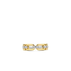 Bague Ti Sento - 12321ZY Argent Doré Liens Carrés Et Pavé