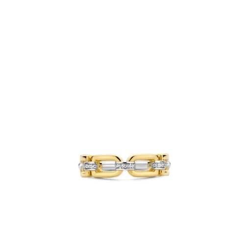 Bague Ti Sento - 12321ZY Argent Doré Liens Carrés Et Pavé