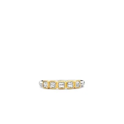 Bague Ti Sento - 12327ZY Argent Doré Et Oxydes De Zirconium Carrés Serti Rail