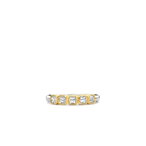 Bague Ti Sento - 12327ZY Argent Doré Et Oxydes De Zirconium Carrés Serti Rail