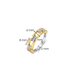 Bague Ti Sento - 12321ZY Argent Doré Liens Carrés Et Pavé