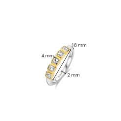 Bague Ti Sento - 12327ZY Argent Doré Et Oxydes De Zirconium Carrés Serti Rail