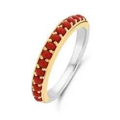 Bague Ti Sento 12123CR - argent pierres synthétiques rouges serties rail doré Femme