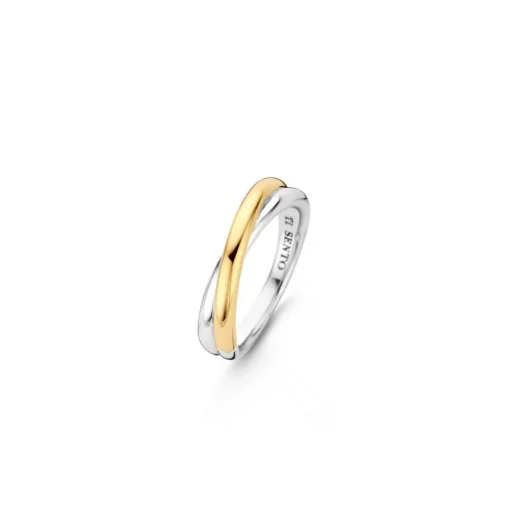 Bague Ti Sento 1953SY - Bague Argent 2 Anneaux Entrelacés Bi Colore Doré