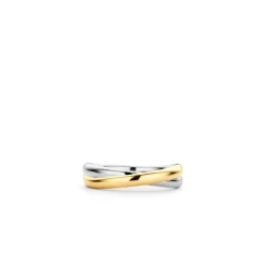 Bague Ti Sento 1953SY - Bague Argent 2 Anneaux Entrelacés Bi Colore Doré