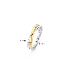 Bague Ti Sento 1953SY - Bague Argent 2 Anneaux Entrelacés Bi Colore Doré