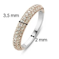 Bague Ti Sento 12105ZR - Bague Argent Anneau Pavé Doré Rose Femme