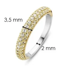 Bague Ti Sento 12105ZY - Bague Argent Anneau Pavé Doré Femme