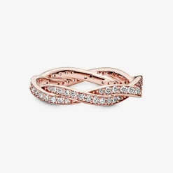 Bague Torsades Scintillante Pandora Timeless Métal doré à l’Or Rose fin 585/1000ᵉ