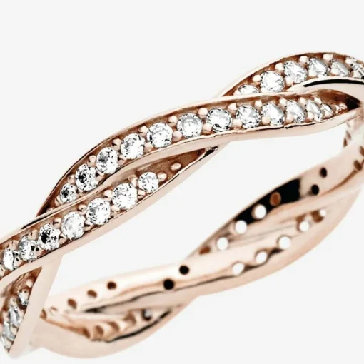 Bague Torsades Scintillante Pandora Timeless Métal doré à l’Or Rose fin 585/1000ᵉ