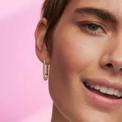 Boucle d’Oreille Unique Link Pavé Allongé Pandora Doré