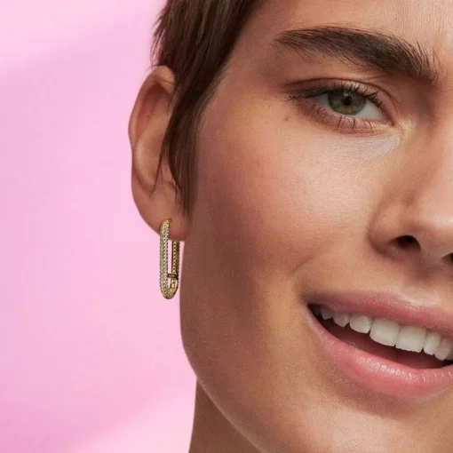 Boucle d’Oreille Unique Link Pavé Allongé Pandora Doré