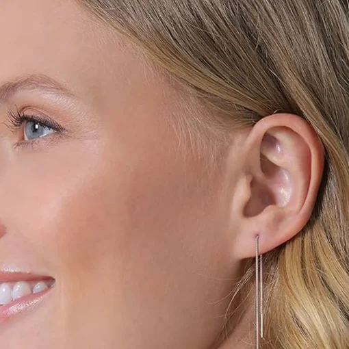 Boucle d'oreilles Pendantes femme argent rhodié porté spécial - W53V400