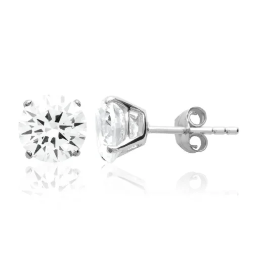 Boucles d'oreille Puces Oxydes mixte argent rhodié serti griffe classique - Z5055Z0V