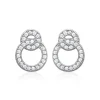 Boucles d'oreille femme argent rhodié blanc serti griffe double cercle - Z5ZV4Z0