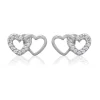 Boucles d'oreille femme argent rhodié blanc serti griffe cœur - Z36Y5Z0