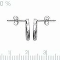 Boucles d'oreille femme argent rhodié blanc serti griffe double cercle - Z5ZV4Z0