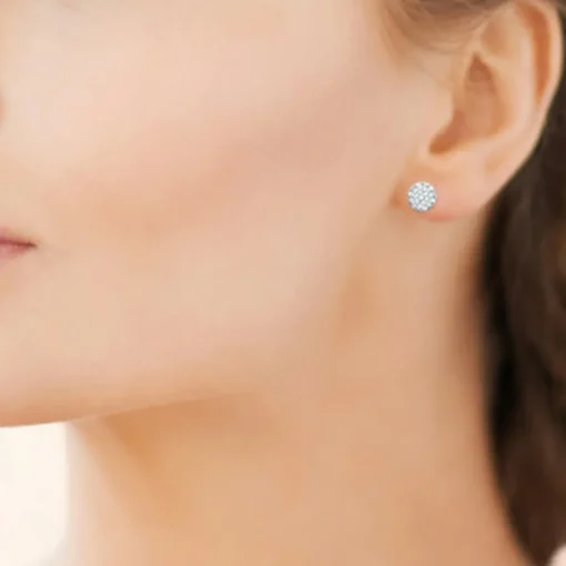 Boucles d'oreille femme argent rhodié blanc serti griffe rond - Z4UY0Z0