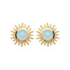 Boucles d'oreille femme plaqué or agate bleue serti clos - Y56YZ60