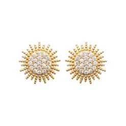Boucles d'oreille femme plaqué or blanc serti griffe - Y5W03Z0