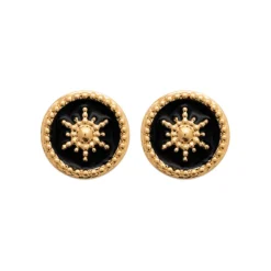 Boucles d'oreille femme plaqué or laque noir - Y563U0W