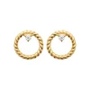 Boucles d'oreille femme plaqué or blanc serti griffe - Y5WVWZ0