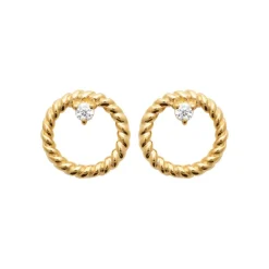 Boucles d'oreille femme plaqué or blanc serti griffe - Y5WVWZ0