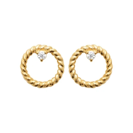 Boucles d'oreille femme plaqué or blanc serti griffe - Y5WVWZ0