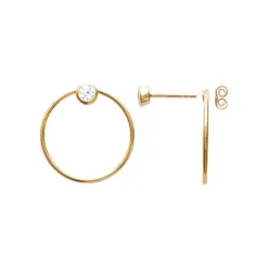 Boucles d'oreille femme plaqué or blanc serti clos - Y5463Z0