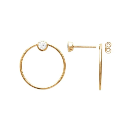 Boucles d'oreille femme plaqué or blanc serti clos - Y5463Z0