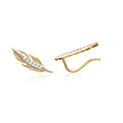 Boucles d'oreille femme plaqué or blanc serti griffe - Y5YVWZZ