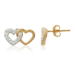 Boucles d'oreille femme plaqué or blanc serti griffe cœur - Y36Y5ZZ