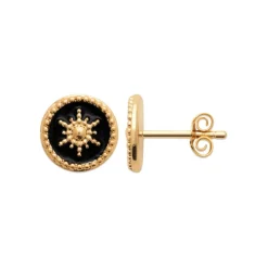 Boucles d'oreille femme plaqué or laque noir - Y563U0W