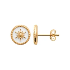 Boucles d'oreille femme plaqué or laque blanc - Y563UZ0