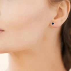 Boucles d'oreille femme plaqué or teinté serti griffe - Y5055404