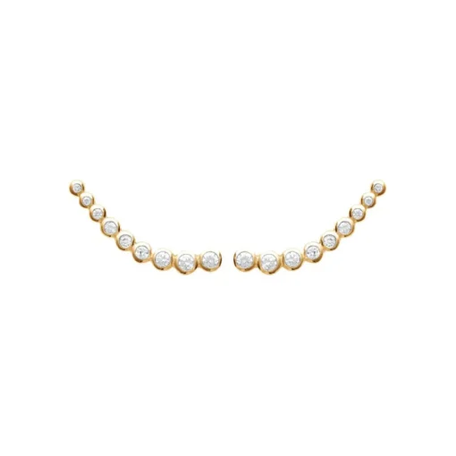 Boucles d'oreille grimpantes femme plaqué or blanc serti clos porté spécial - Y5Z4UZ0