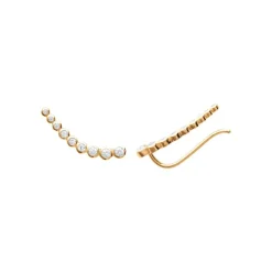 Boucles d'oreille grimpantes femme plaqué or blanc serti clos porté spécial - Y5Z4UZ0