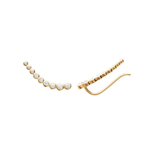Boucles d'oreille grimpantes femme plaqué or blanc serti clos porté spécial - Y5Z4UZ0