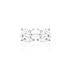 Boucles d'oreille mixte argent rhodié serti griffe classique - Z5055Z04
