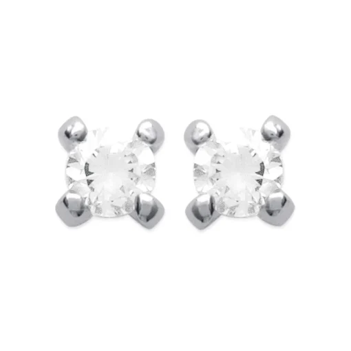 Boucles d'oreille mixte argent rhodié serti 4 griffes rhodie - Z5055Z0Y