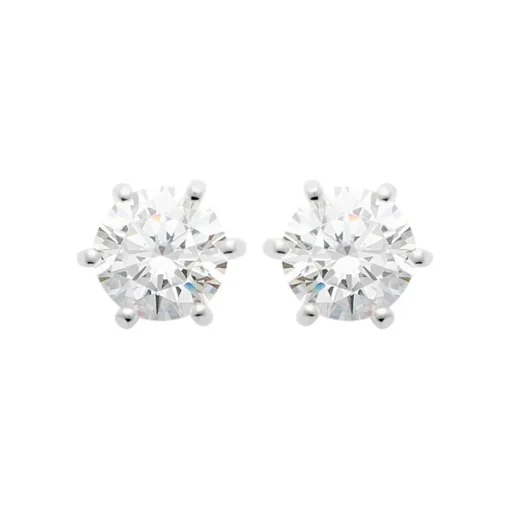Boucles d'oreille mixte argent rhodié blanc serti griffe - Z0YZ5366Z