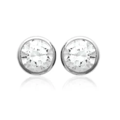 Boucles d'oreille mixte argent rhodié blanc serti clos - Z5ZZ5Z05