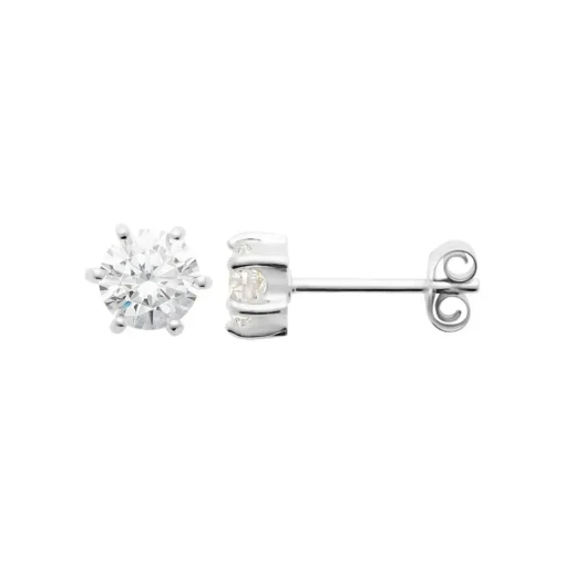 Boucles d'oreille mixte argent rhodié blanc serti griffe - Z0YZ5366Z