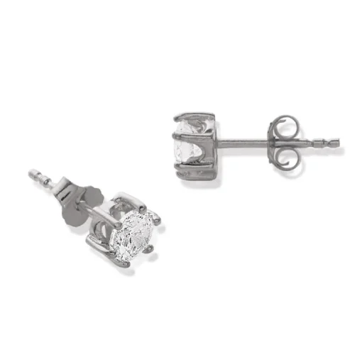 Boucles d'oreille mixte argent rhodié blanc serti griffe - Z0YZ5365Z