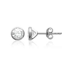 Boucles d'oreille mixte argent rhodié blanc serti clos - Z5ZZ5Z05