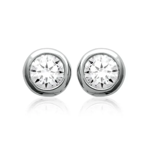 Boucles d'oreille Puce mixte argent rhodié serti clos classique - Z5ZZ5Z03