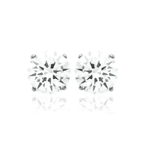 Boucles d'oreille Puces Oxydes mixte argent rhodié serti griffe classique - Z5055Z06