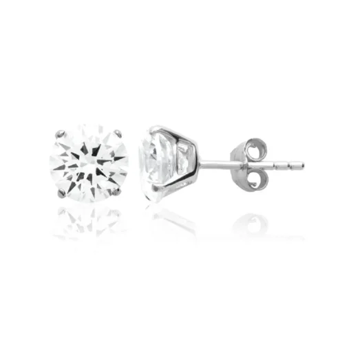 Boucles d'oreille Puces Oxydes mixte argent rhodié serti griffe classique - Z5055Z06