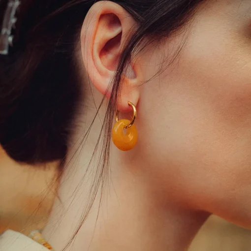 Boucles d'oreilles Blima en pierres Jade jaune